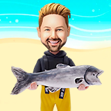 Custom Bobblehead Fisherman Holding A Big Fish - Sports & Hobbies Fish –