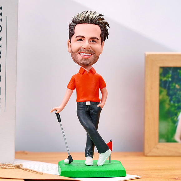 Custom Bobblehead Golf Enthusiast/Golfer With Text Christmas Gift For Him