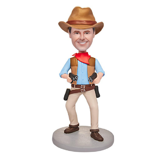 Personalized West Cowboy Custom Bobblehead with Engraved Text