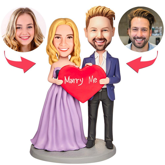 Wedding Gift Marry Me Custom Bobblehead with Engraved Text