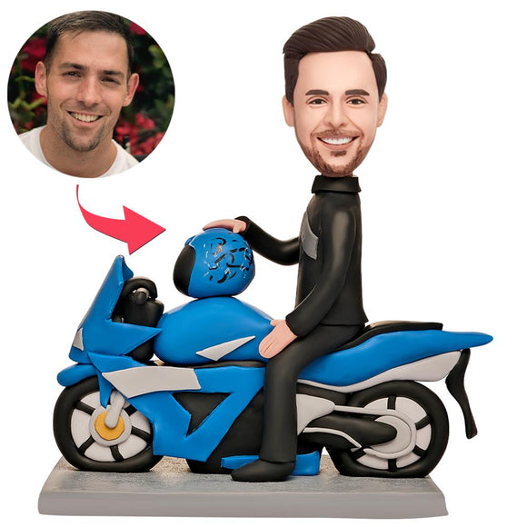 Men's Motorcycle Custom Bobbleheads With Engraved Text