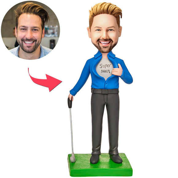 Business Men's Golf Custom Bobblehead Engraved with Text