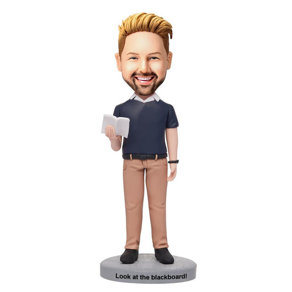 Custom Male Teacher Bobbleheads With Engraved Text