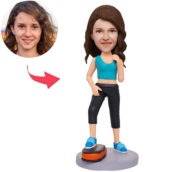 Female Fitness Instructor Custom Bobbleheads With Engraved Text