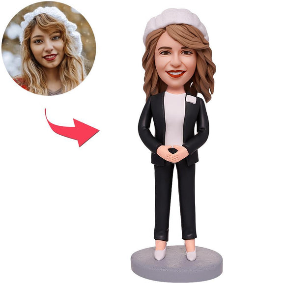 Bank Worker Business Woman Custom Bobbleheads With Engraved Text