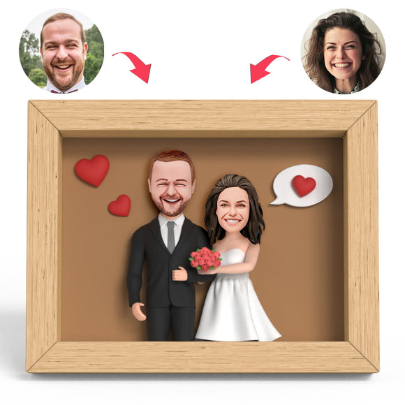 Valentines Gift Wedding Love Dialog Clay Figure Frame Gifts