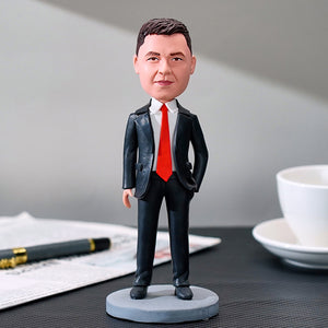 Christmas Gift For Him Custom Bobblehead Businessman In Red Tie