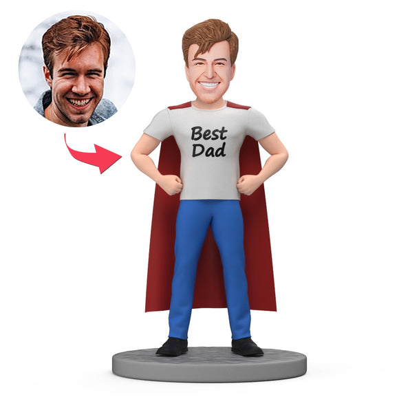 Best Dad with Red Cloak Custom Bobbleheads with Engraved Text