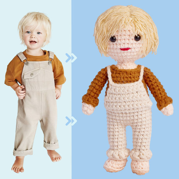 Custom Crochet Doll Personalized Gifts Handwoven Mini Look alike Dolls - Cute Kid Doll - photowatch