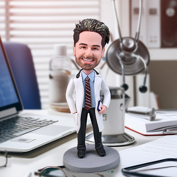 Excellent Doctor Custom Bobblehead With Stethoscope Gift For Him
