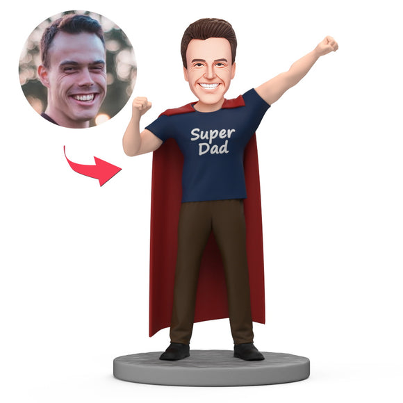 Super Dad with Red Cloak Custom Bobbleheads with Engraved Text