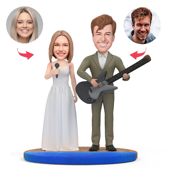 Guitar Wedding Custom Bobblehead With Engraved Text
