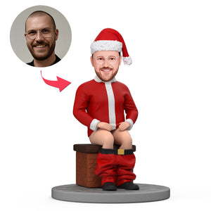 Christmas Gift Custom Bobble Head Funny Santa Claus Sitting on The Chimney