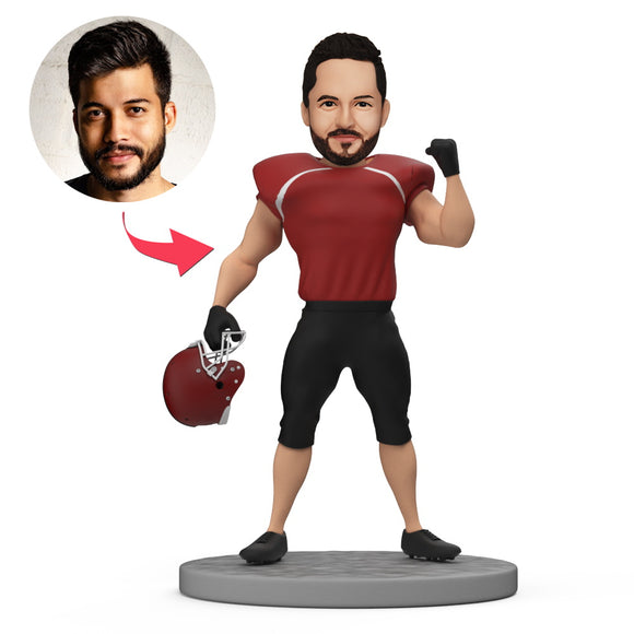 Custom Bobblehead American Football Player Holding Helmets Ready to Participate in The Game