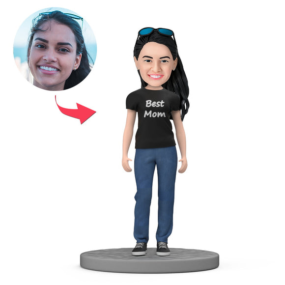 Gift for Mom Women in Comfortable Were Custom Bobbleheads with Engraved Text