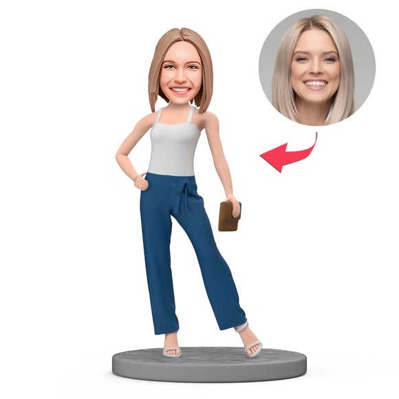 Custom Bobbleheads Fashion & Modern Lady with Engraved Text Gifts for Mom