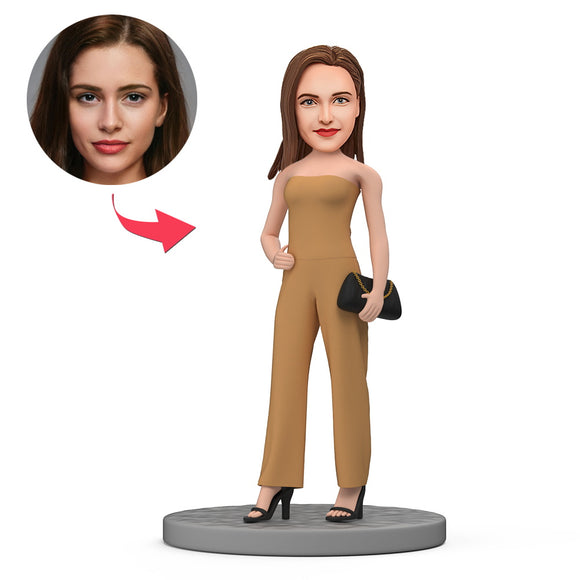 Fashionable Outfit Female Custom Bobbleheads with Engraved Text