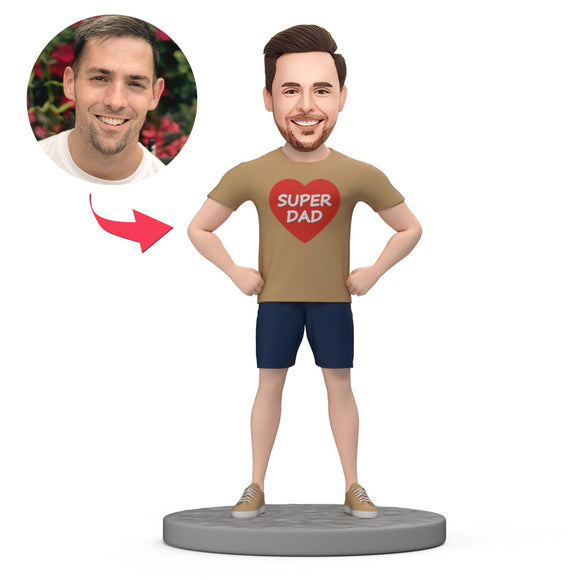 Custom Bobbleheads for Dad Casual Outfit with Engraved Text