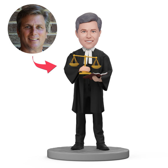 Male Lawyer Hold Scale in Hand Custom Bobblehead with Engraved Text