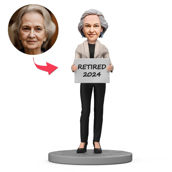 2024 Retired Female Wear Suit Custom Bobblehead with Engraved Text