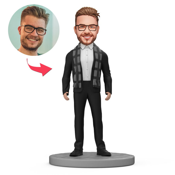 Business Men Autumn Clothes Custom Bobblehead with Engraved Text