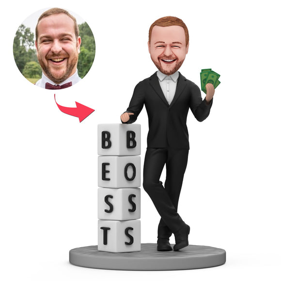 Male Best Boss Take the Money Custom Bobblehead with Engraved Text