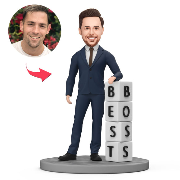 Best Male Boss Wear Suits Custom Bobblehead with Engraved Text