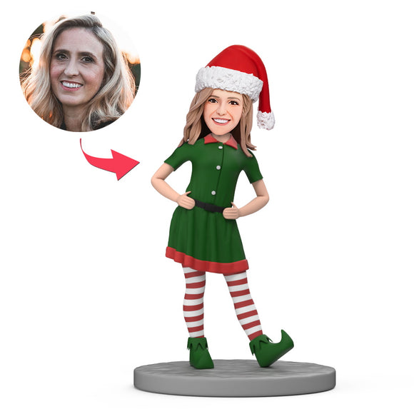 Women Wear Christmas Clothes Custom Bobblehead with Engraved Text