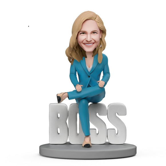 Custom WORLD BEST BOSS Domineering Lady Boss Bobblehead with Engraved Text