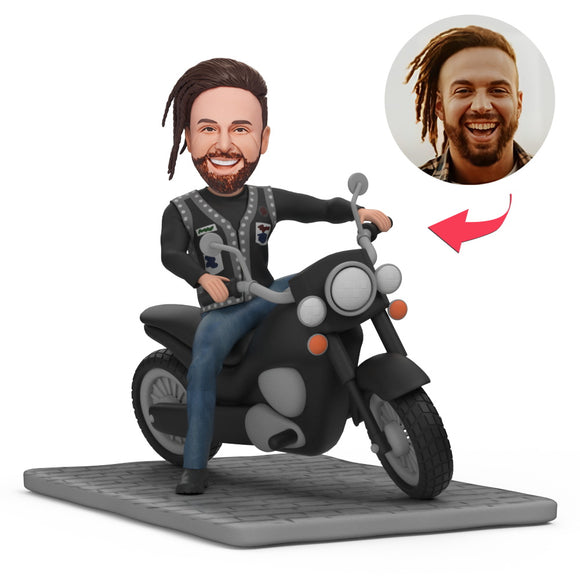 Custom Motorcycle Bobblehead, Bobblehead On A Motorcycle With Text