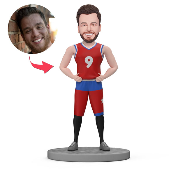 Custom Basketball Bobblehead Wearing Red Jersey Custom Bobblehead With Text