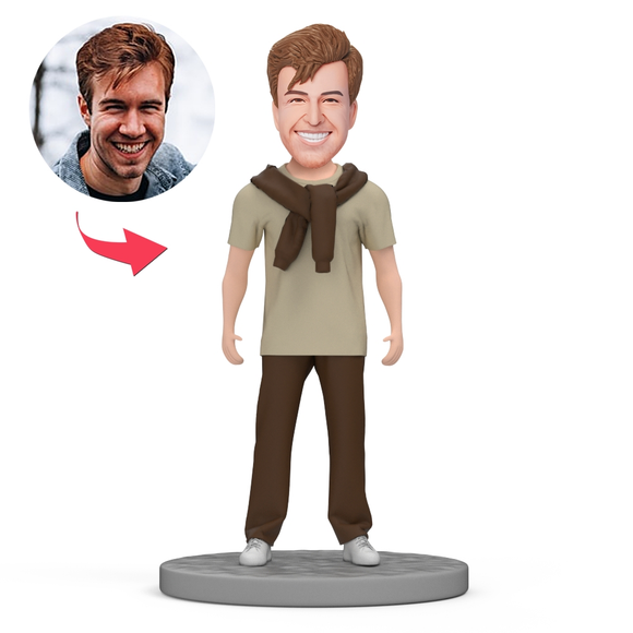 Custom Casual Man Bobblehead Gift With Text
