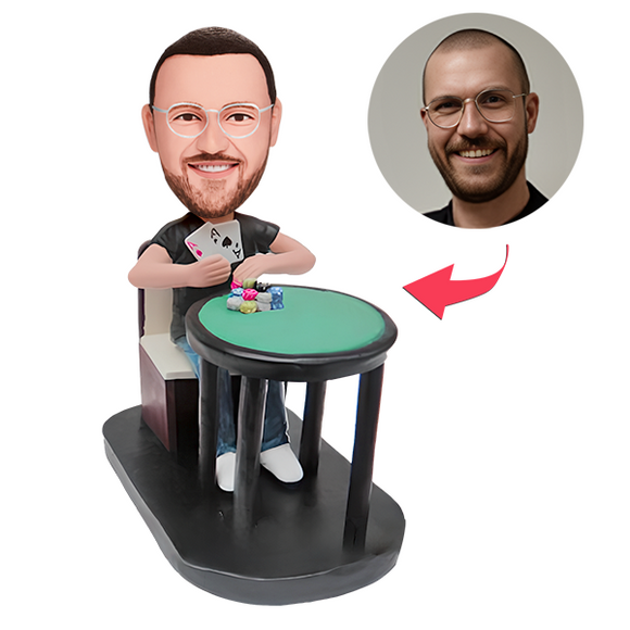 Personalized Gambling Bobblehead Gift For Poker Player