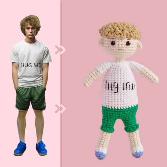Full Body Customizable 1 Person Custom Crochet Doll Personalized Gifts Handwoven Mini Dolls - Hug Me Boy - Myphotowallet
