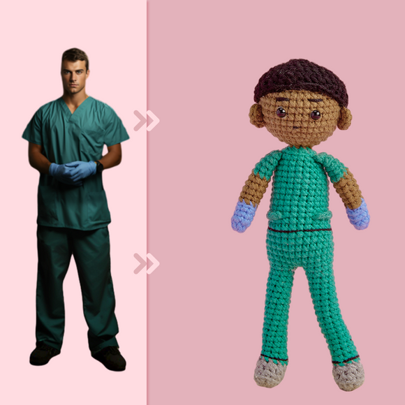 Full Body Customizable 1 Person Custom Crochet Doll Personalized Gifts Handwoven Mini Dolls - Scrubs - Myphotowallet