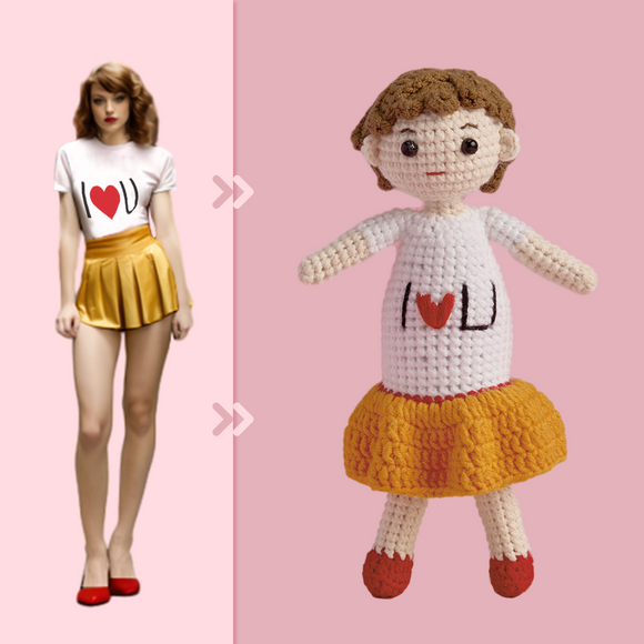 Full Body Customizable 1 Person Custom Crochet Doll Personalized Gifts Handwoven Mini Dolls - I Love U Girl - Myphotowallet