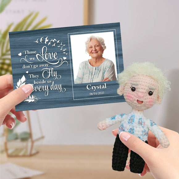 Personalized Crochet Doll Gifts Handmade Mini Look alike Dolls with Custom Memorial Card for Kids and Adults - photowatch