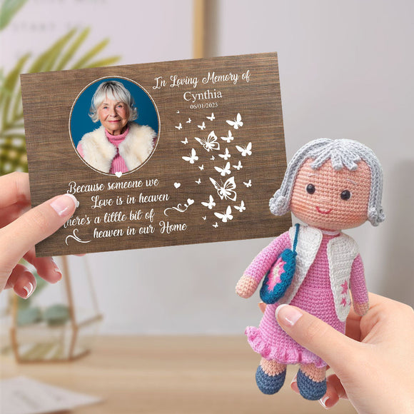 In Loving Memory Personalized Crochet Doll Gifts Handmade Mini Dolls Look alike Your Photo with Custom Memorial Card - photowatch