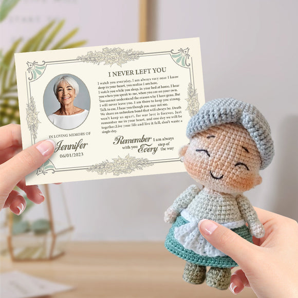 Custom Crochet Doll Handmade Dolls from Personalized Photo with Memorial Card Remember Your Loved One - photowatch