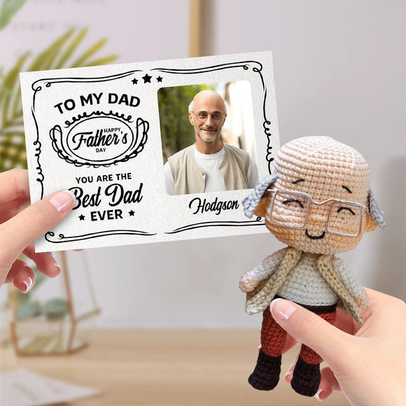 Custom Crochet Doll Handmade Mini Look alike Dolls with Personalized Card Gifts for Dad - photowatch