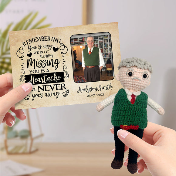Personalized Crochet Doll from Photo Gifts Handmade Look alike Dolls with Custom Name and Date Memorial Card - Myphotowallet