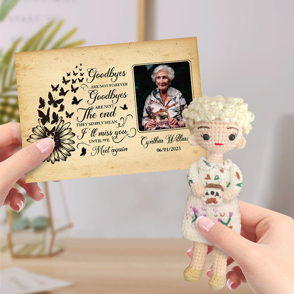 Custom Crochet Doll from Photo Gifts Handmade Look alike Dolls with Personalized Name Memorial Card - Myphotowallet