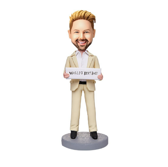 World's Best Boss Businessman Custom Bobbleheads With Engraved Text