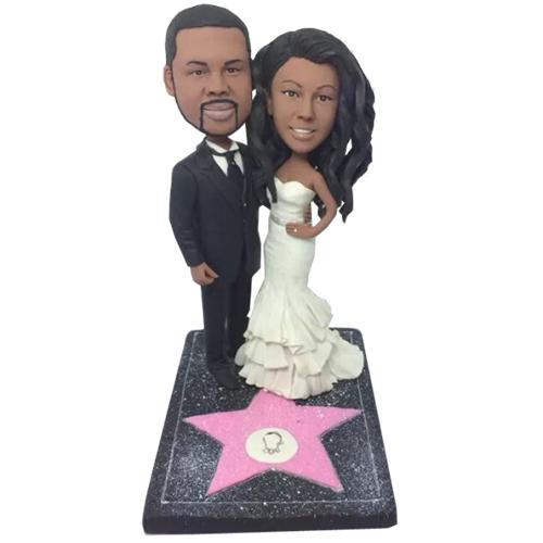 Walk of Fame Couple Custom Bobblehead With Engraved Text