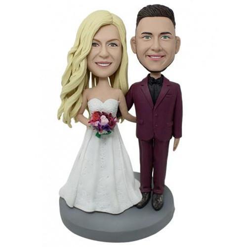 Wedding With Red Suit Custom Bobblehead With Engraved Text