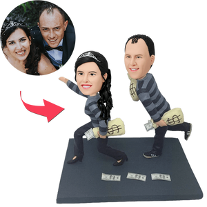 Funny Robbers Couple Custom Bobblehead With Engraved Text