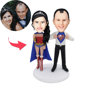 Superheroes Couple Popular Custom Bobblehead With Engraved Text