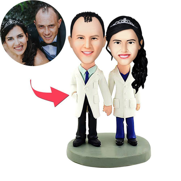 Doctors Couple Custom Bobblehead With Engraved Text