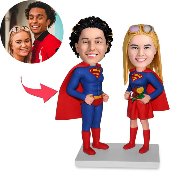 Couples Superman Popular Custom Bobblehead With Engraved Text