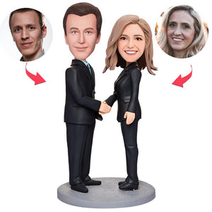Business Happy Cooperation Custom Bobbleheads With Engraved Text